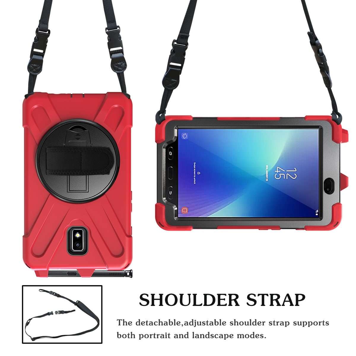For Samsung Galaxy Tab Active 2 8.0 T390/T395/T397 Shockproof Colorful Silicone + PC Pro ... (Red)