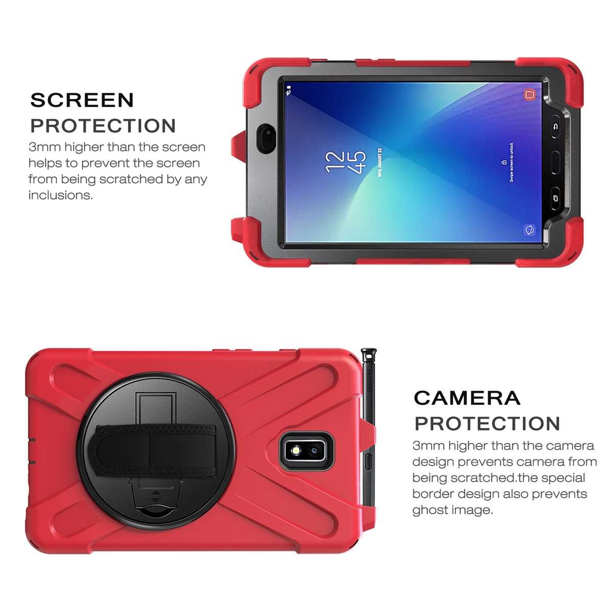 For Samsung Galaxy Tab Active 2 8.0 T390/T395/T397 Shockproof Colorful Silicone + PC Pro ... (Red)