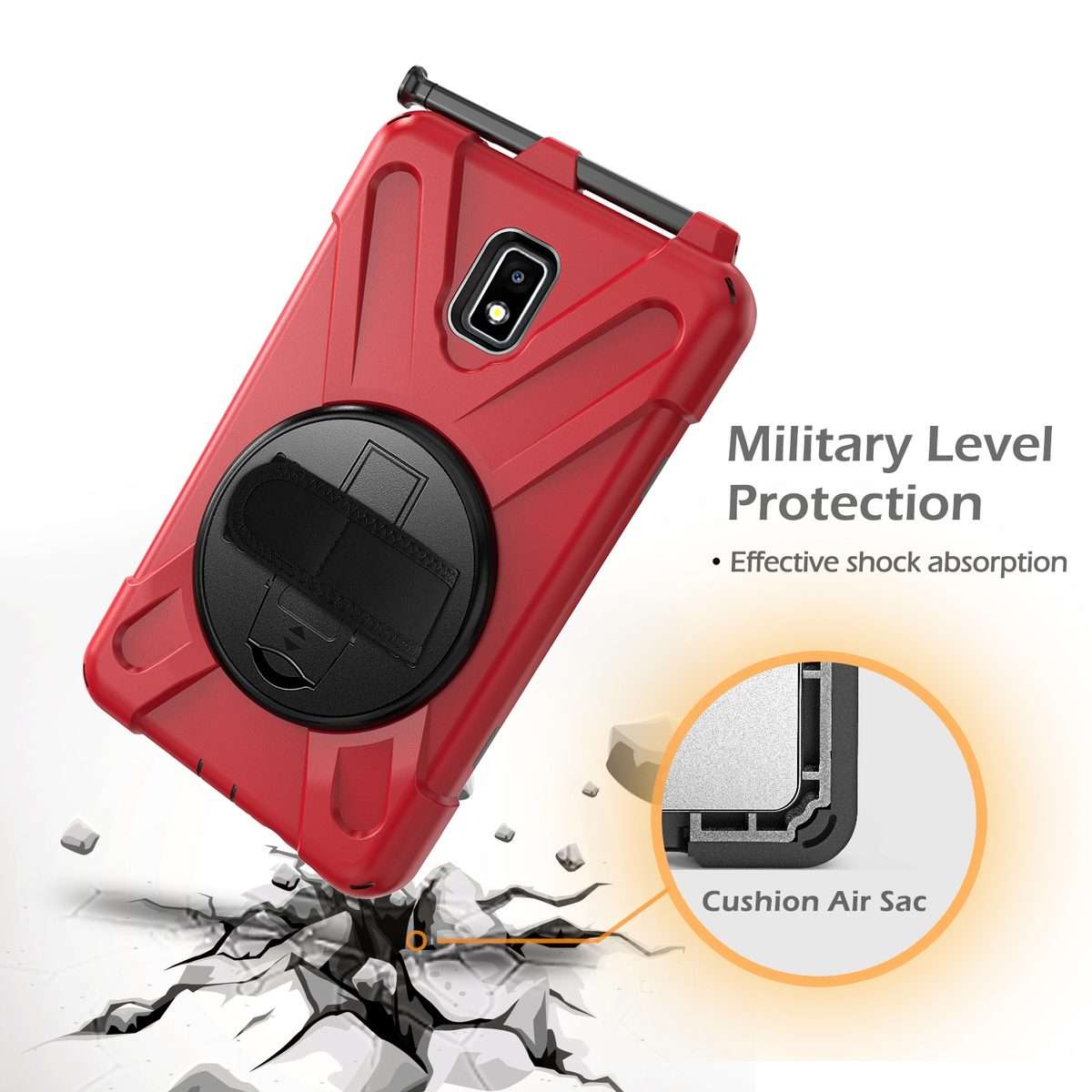 For Samsung Galaxy Tab Active 2 8.0 T390/T395/T397 Shockproof Colorful Silicone + PC Pro ... (Red)