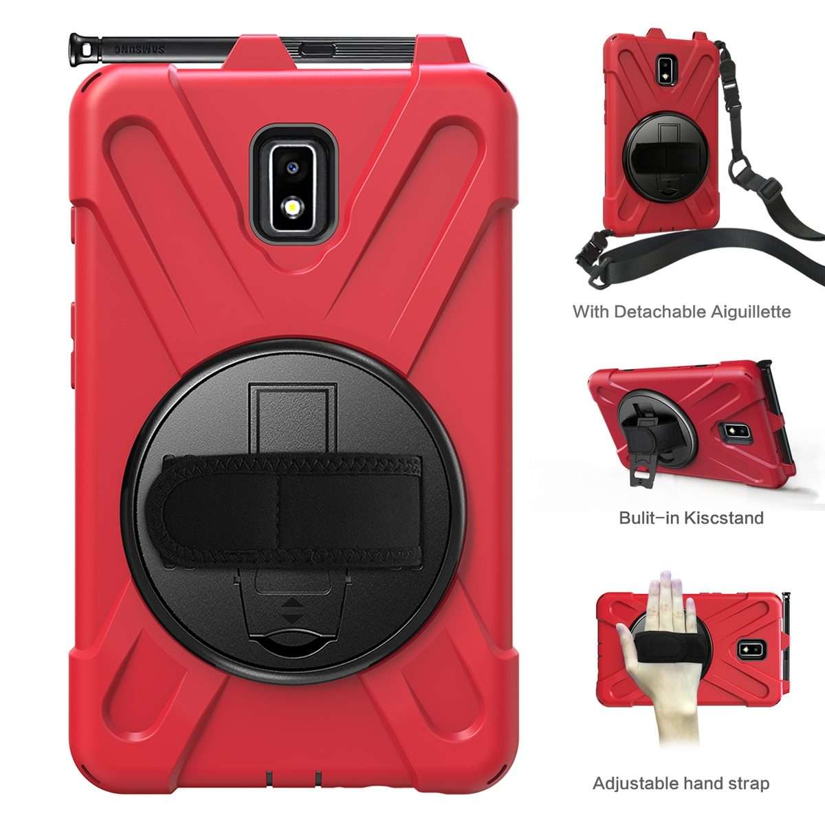 For Samsung Galaxy Tab Active 2 8.0 T390/T395/T397 Shockproof Colorful Silicone + PC Pro ... (Red)