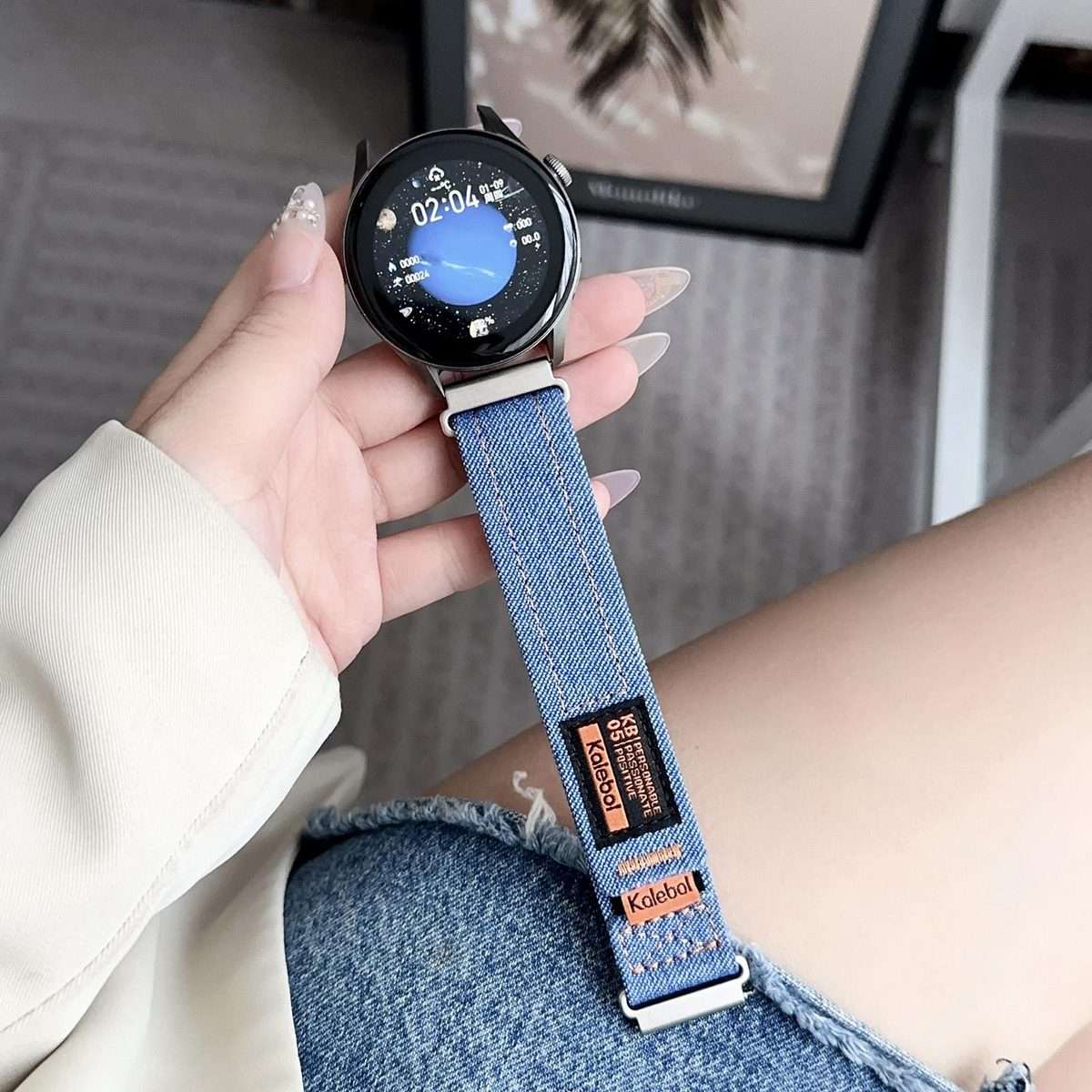 Kalebol 18mm Universal Nylon Loop Fastener Denim Watch Band(Royal Blue)