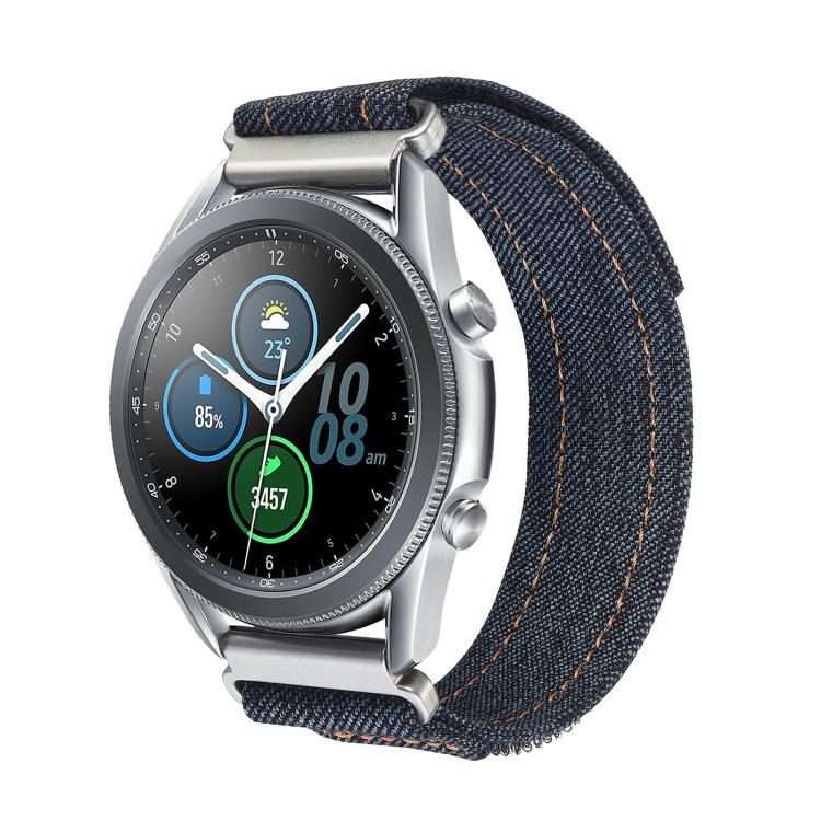 Kalebol 18mm Universal Nylon Loop Fastener Denim Watch Band(Black)