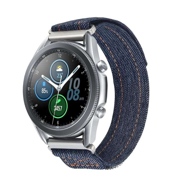 Kalebol 18mm Universal Nylon Loop Fastener Denim Watch Band(Dark Grey)
