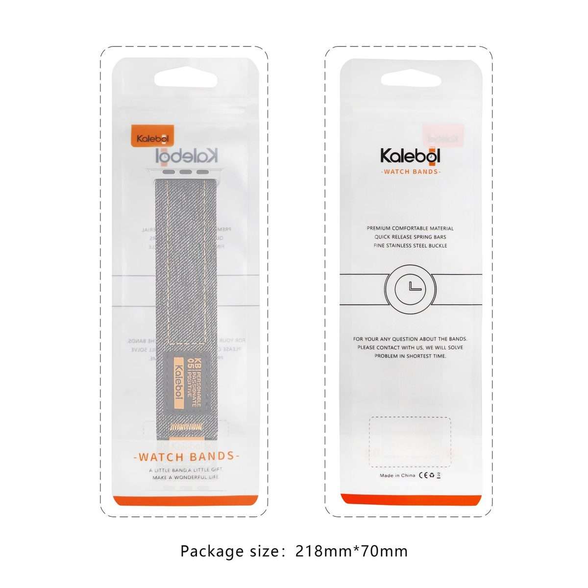 Kalebol 18mm Universal Nylon Loop Fastener Denim Watch Band(Dark Grey)