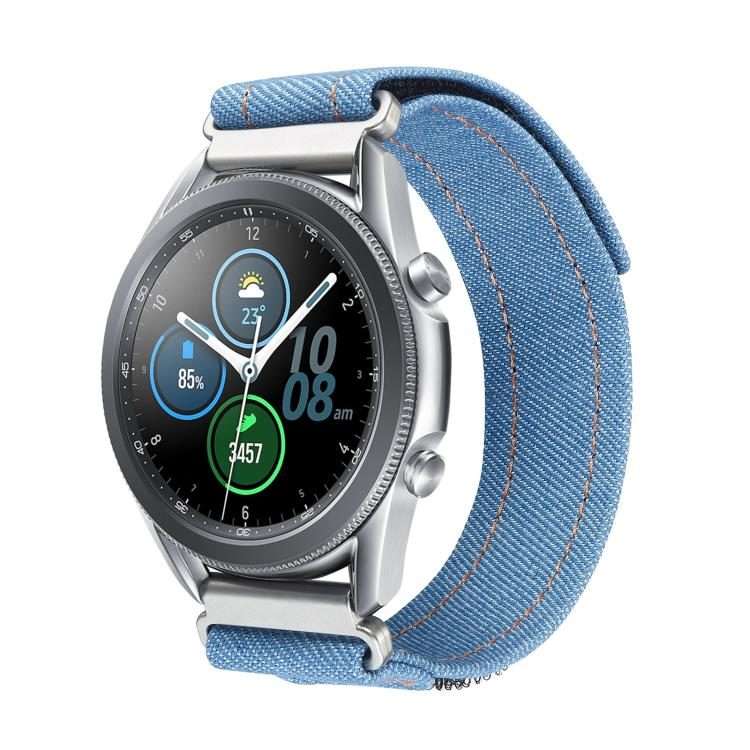 Kalebol 18mm Universal Nylon Loop Fastener Denim Watch Band(Light Blue)