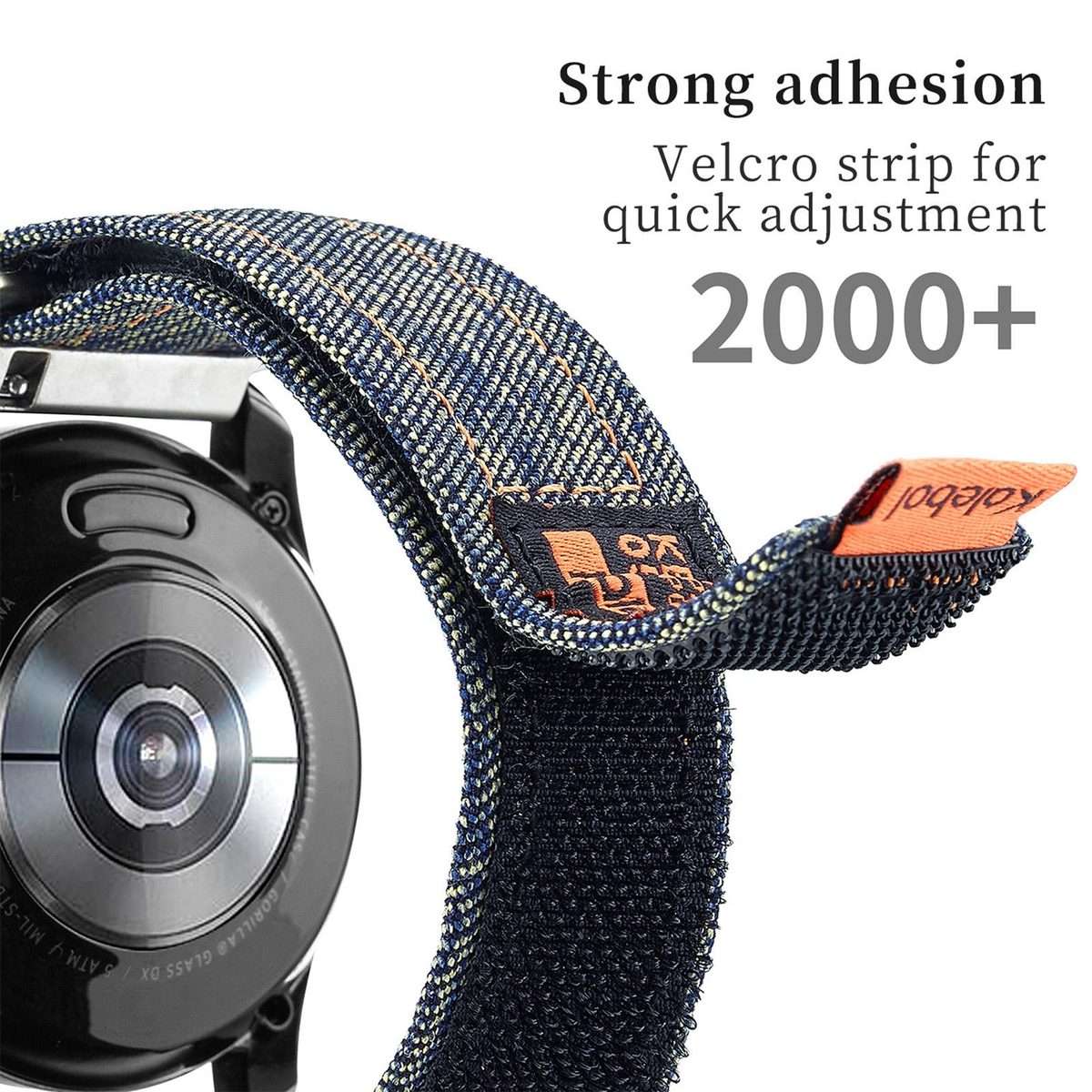 Kalebol 18mm Universal Nylon Loop Fastener Denim Watch Band(Light Blue)