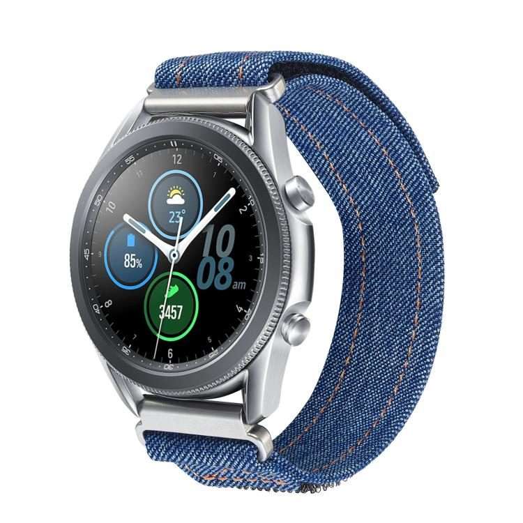 Kalebol 18mm Universal Nylon Loop Fastener Denim Watch Band(Navy Blue)
