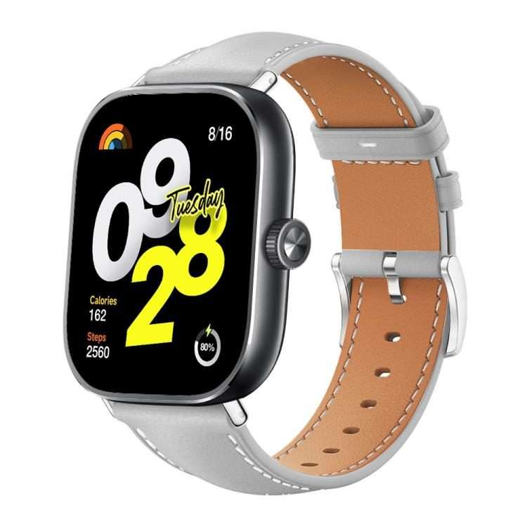 For Xiaomi Band 9 Pro / Redmi Watch 6 / 5 xDfind Flat Head Black Shark Fine Grain Leath ... (Grey)