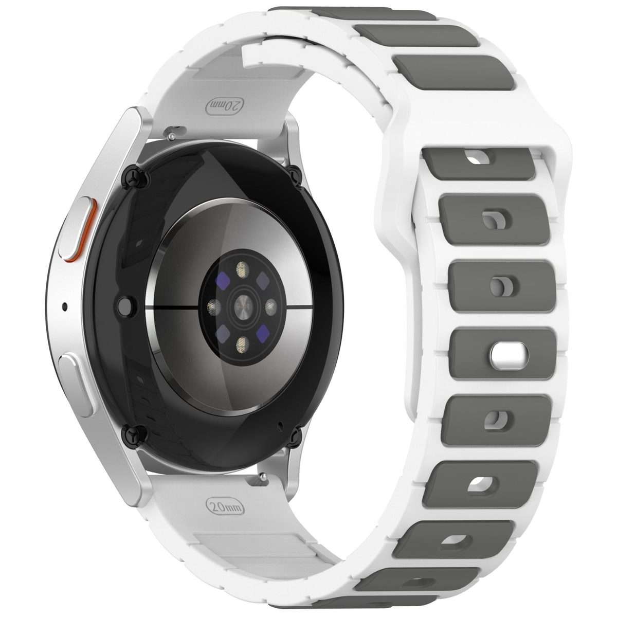 18mm I-Shaped Dual Color Silicone Watch Band(White Grey)
