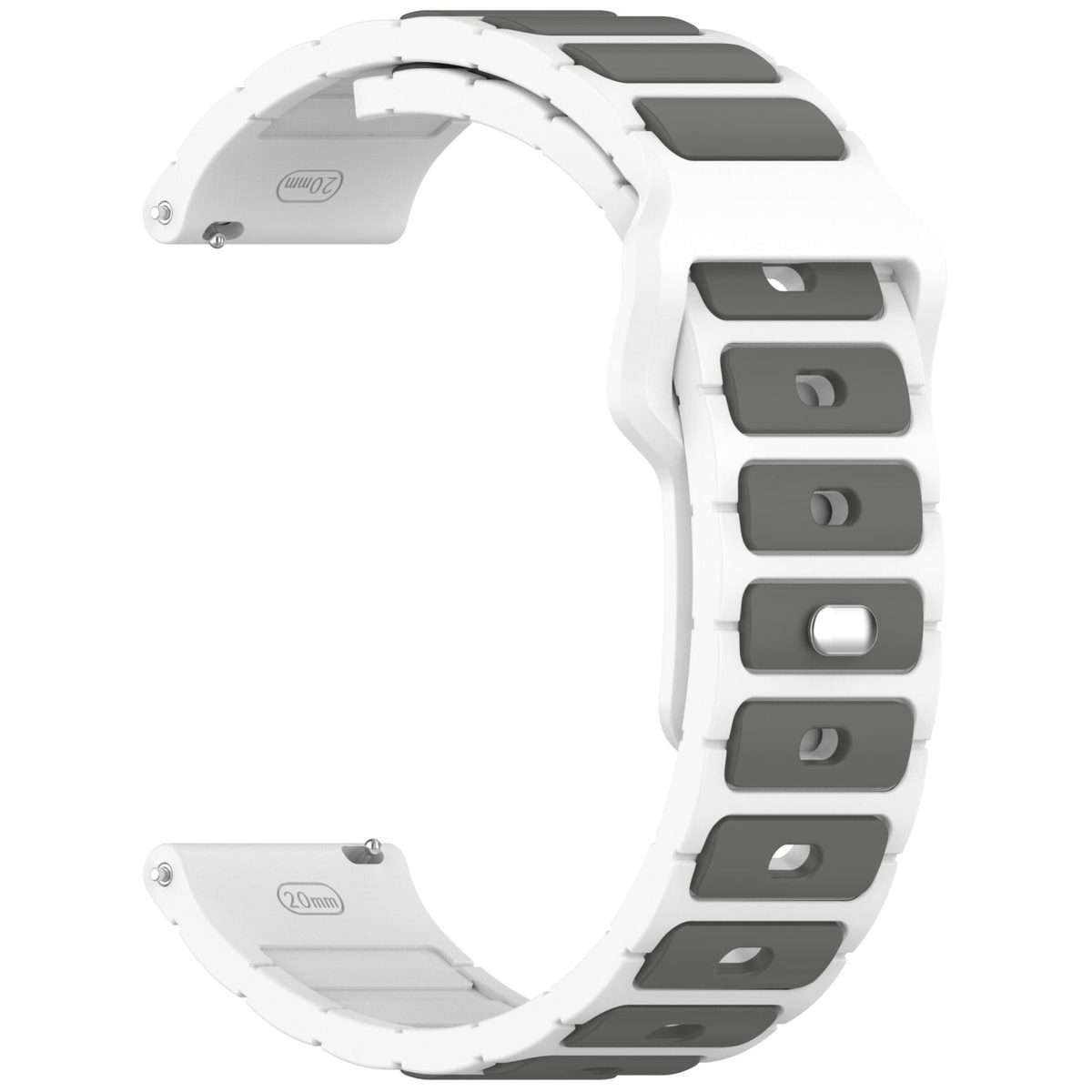 18mm I-Shaped Dual Color Silicone Watch Band(White Grey)