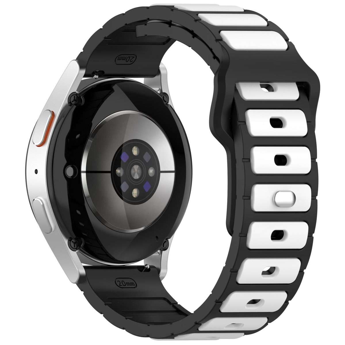 18mm I-Shaped Dual Color Silicone Watch Band(Black White)