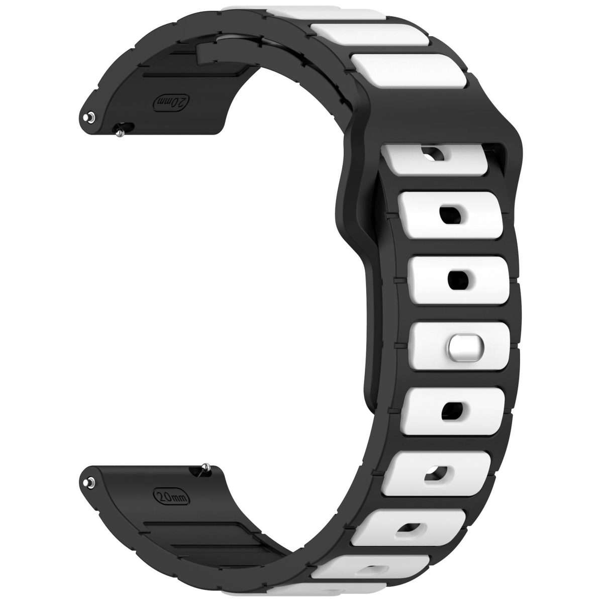 18mm I-Shaped Dual Color Silicone Watch Band(Black White)
