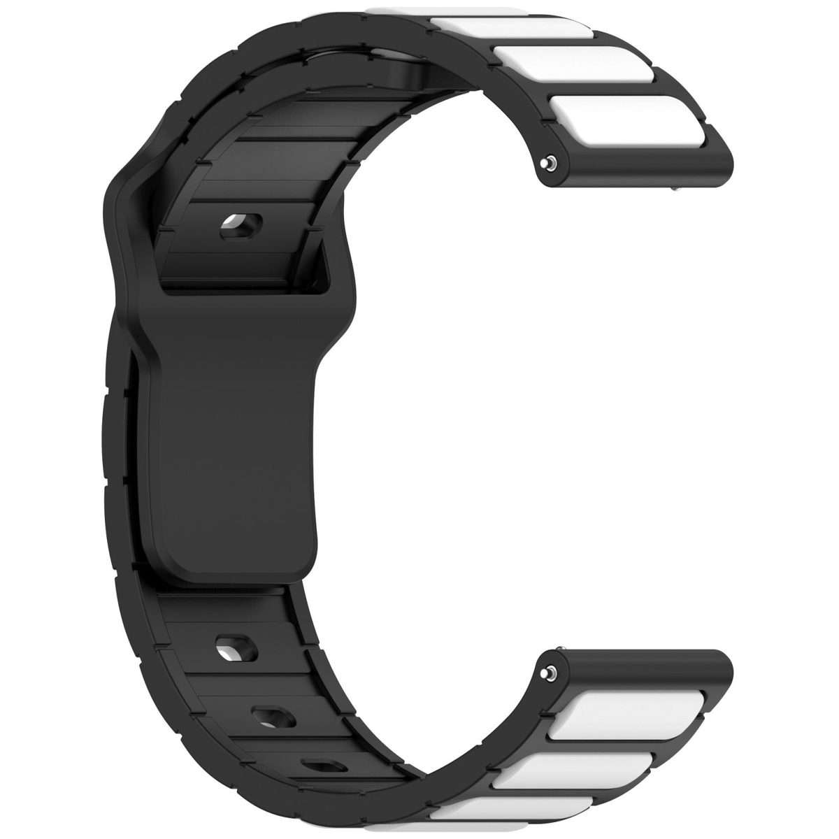 18mm I-Shaped Dual Color Silicone Watch Band(Black White)
