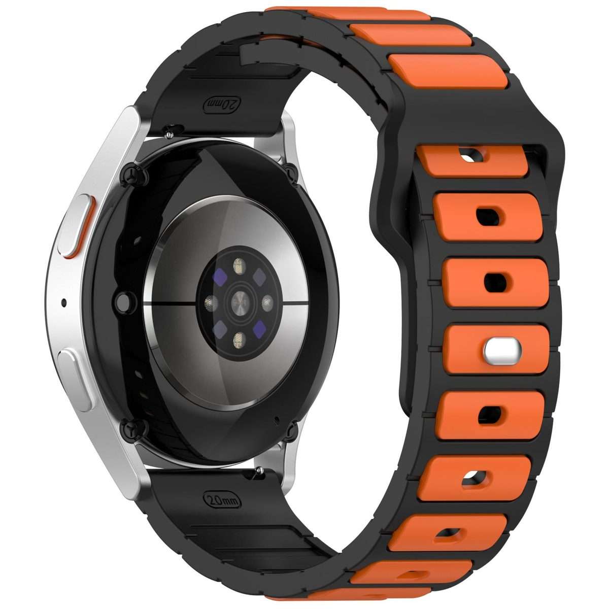 18mm I-Shaped Dual Color Silicone Watch Band(Black Orange)