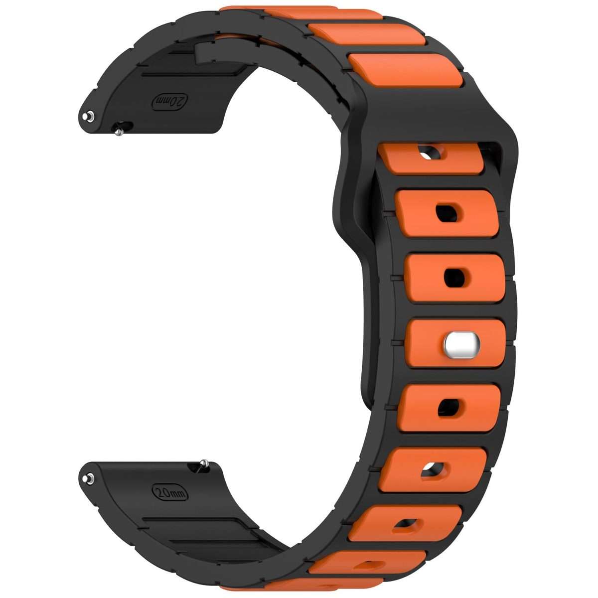 18mm I-Shaped Dual Color Silicone Watch Band(Black Orange)
