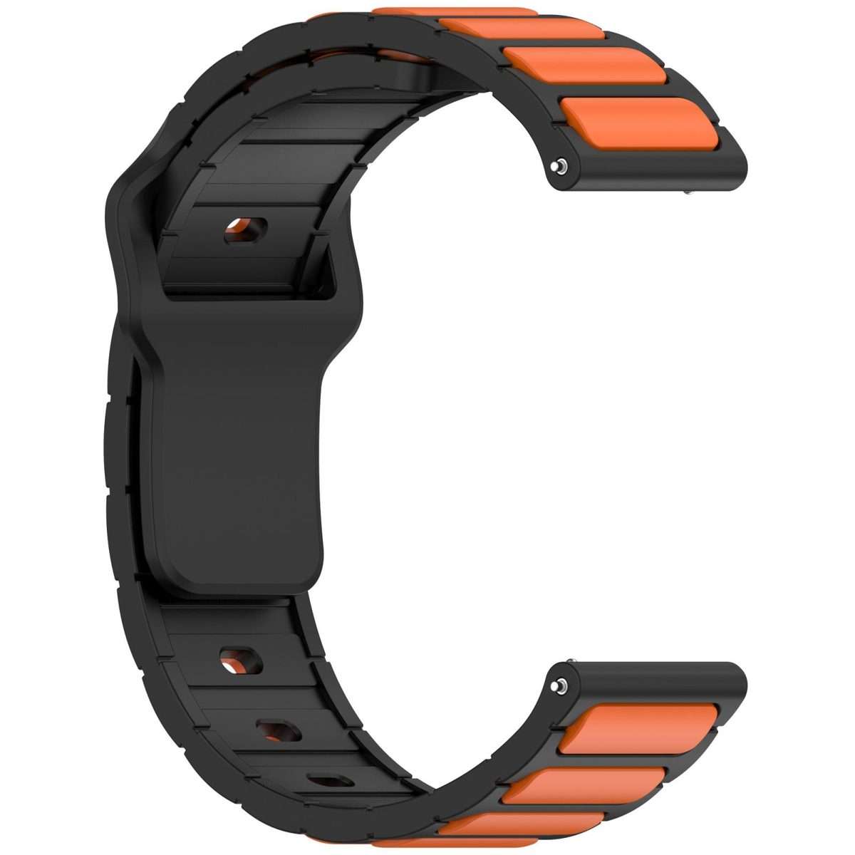 18mm I-Shaped Dual Color Silicone Watch Band(Black Orange)