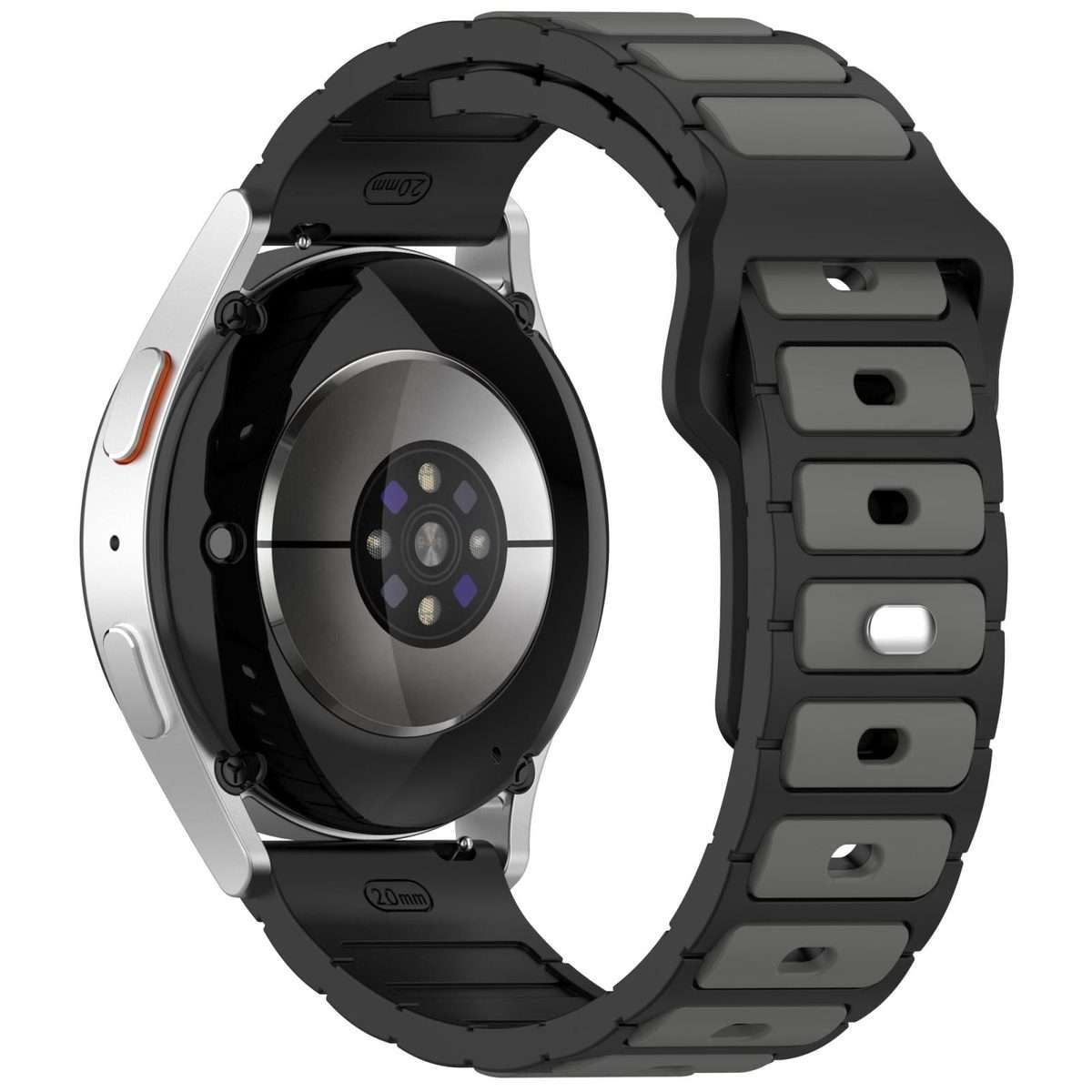 18mm I-Shaped Dual Color Silicone Watch Band(Black Grey)