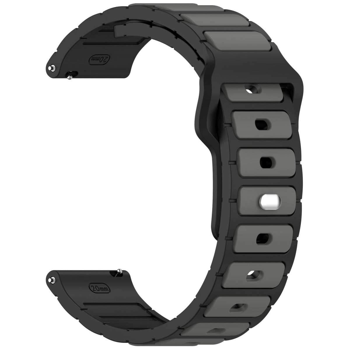 18mm I-Shaped Dual Color Silicone Watch Band(Black Grey)