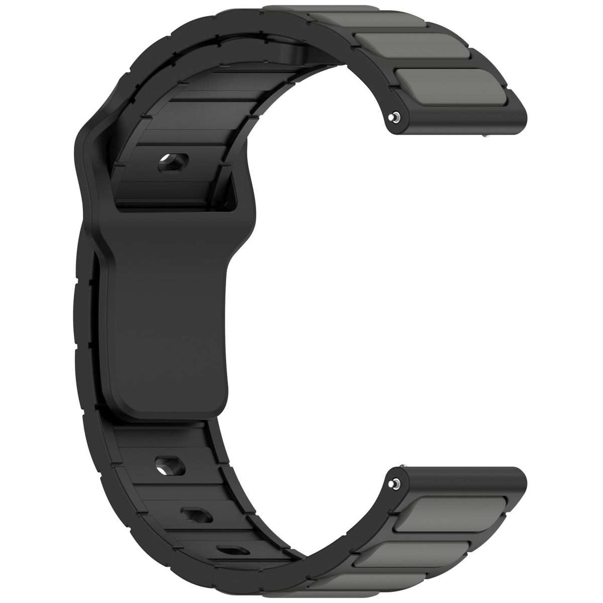 18mm I-Shaped Dual Color Silicone Watch Band(Black Grey)