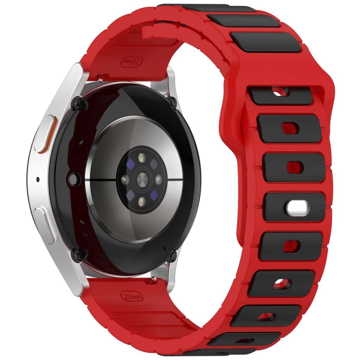 18mm I-Shaped Dual Color Silicone Watch Band(Red Black)