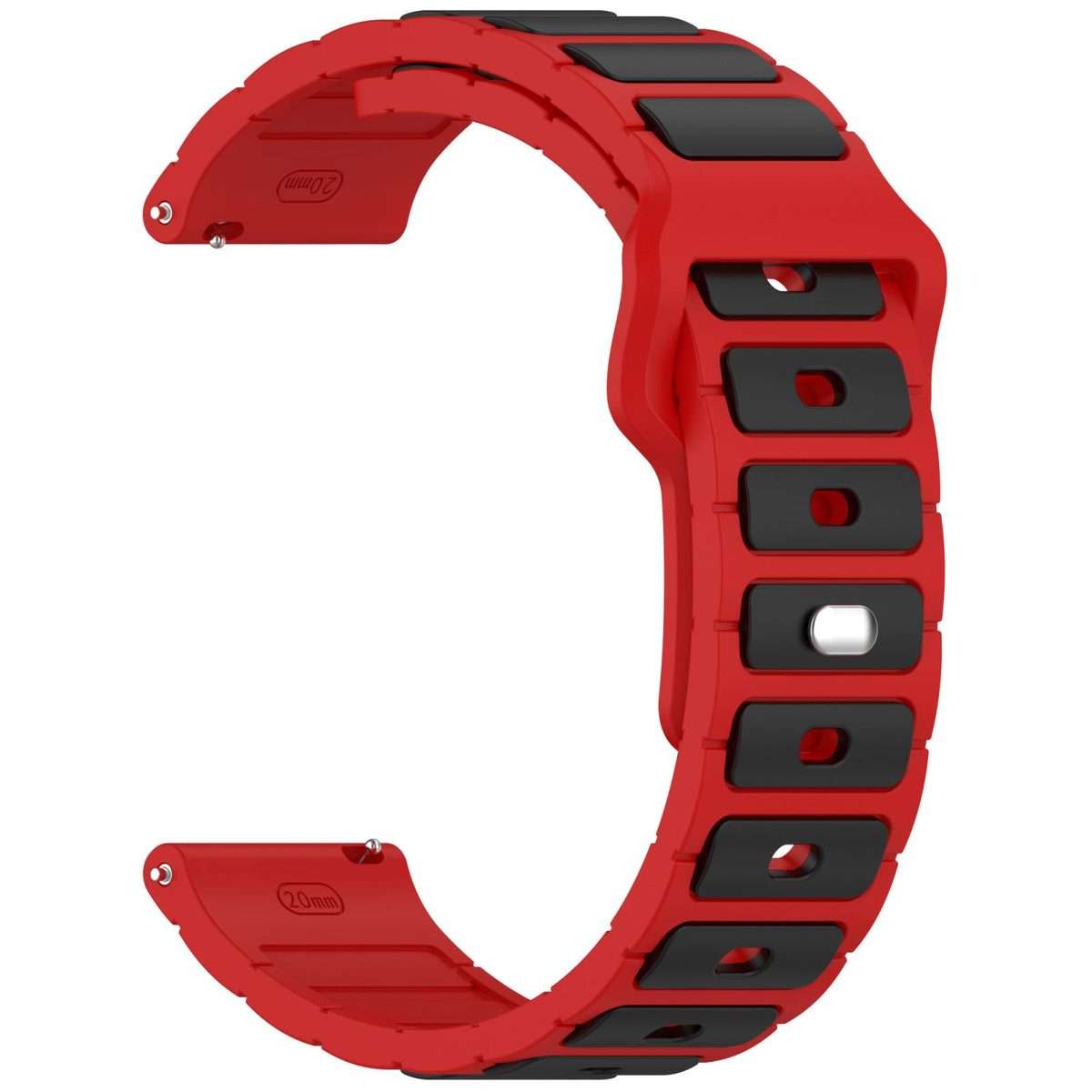 18mm I-Shaped Dual Color Silicone Watch Band(Red Black)