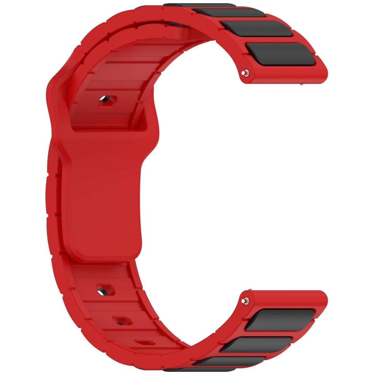 18mm I-Shaped Dual Color Silicone Watch Band(Red Black)