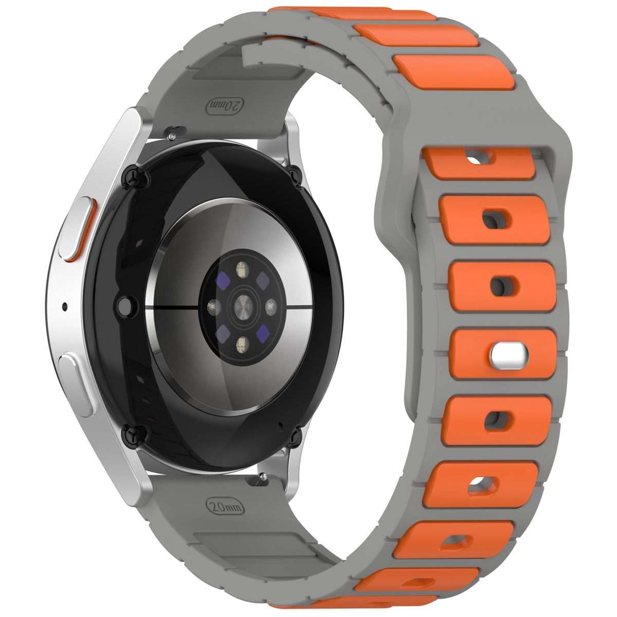 18mm I-Shaped Dual Color Silicone Watch Band(Grey Orange)