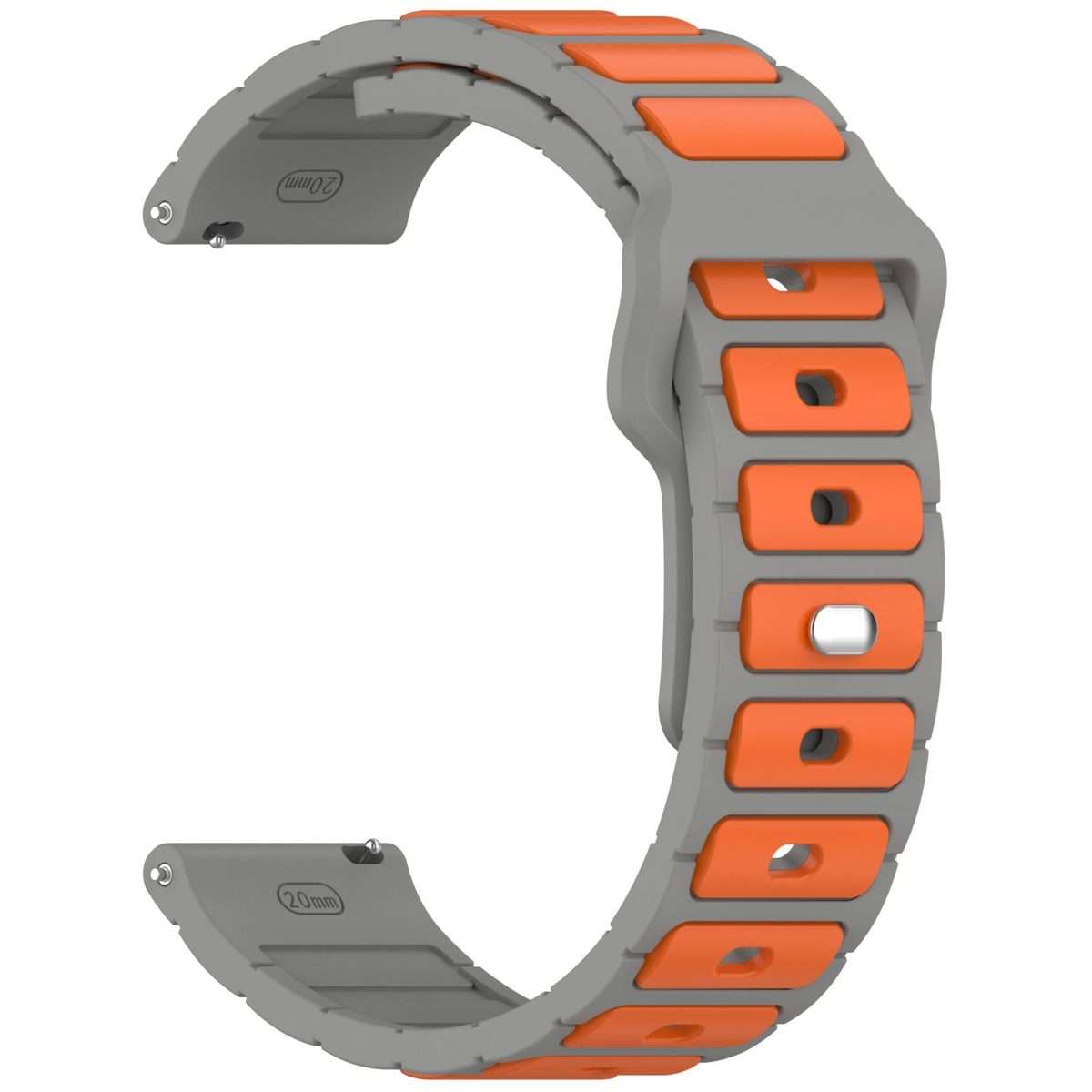 18mm I-Shaped Dual Color Silicone Watch Band(Grey Orange)