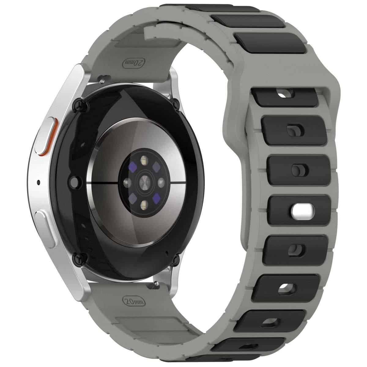 18mm I-Shaped Dual Color Silicone Watch Band(Grey Black)