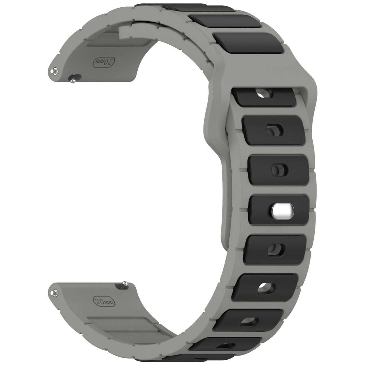 18mm I-Shaped Dual Color Silicone Watch Band(Grey Black)