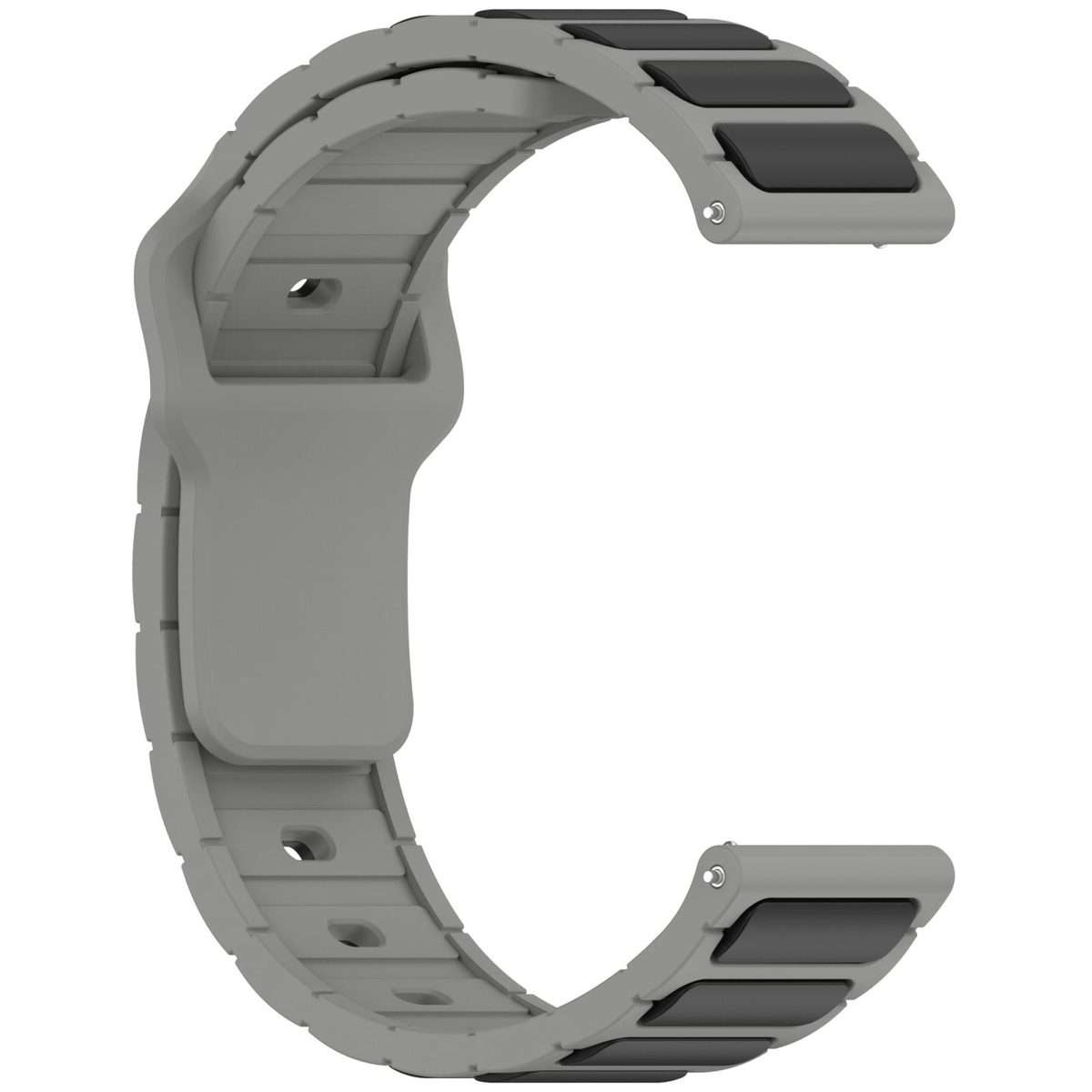 18mm I-Shaped Dual Color Silicone Watch Band(Grey Black)
