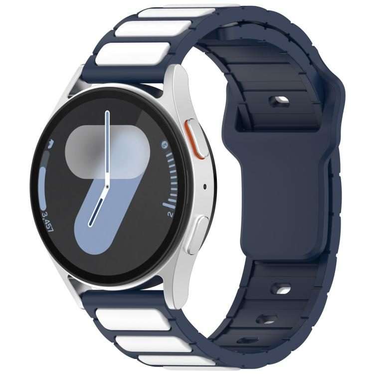 18mm I-Shaped Dual Color Silicone Watch Band(Midnight Blue White)