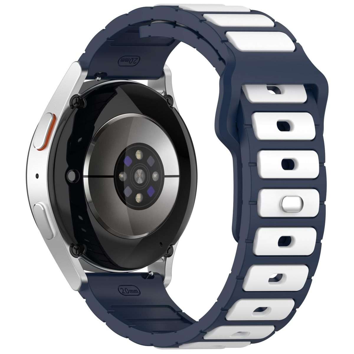 18mm I-Shaped Dual Color Silicone Watch Band(Midnight Blue White)