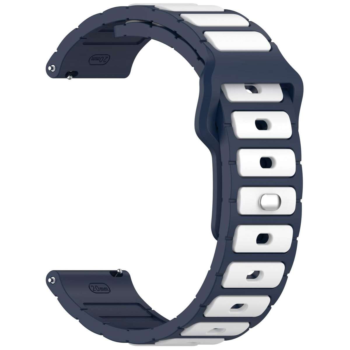 18mm I-Shaped Dual Color Silicone Watch Band(Midnight Blue White)