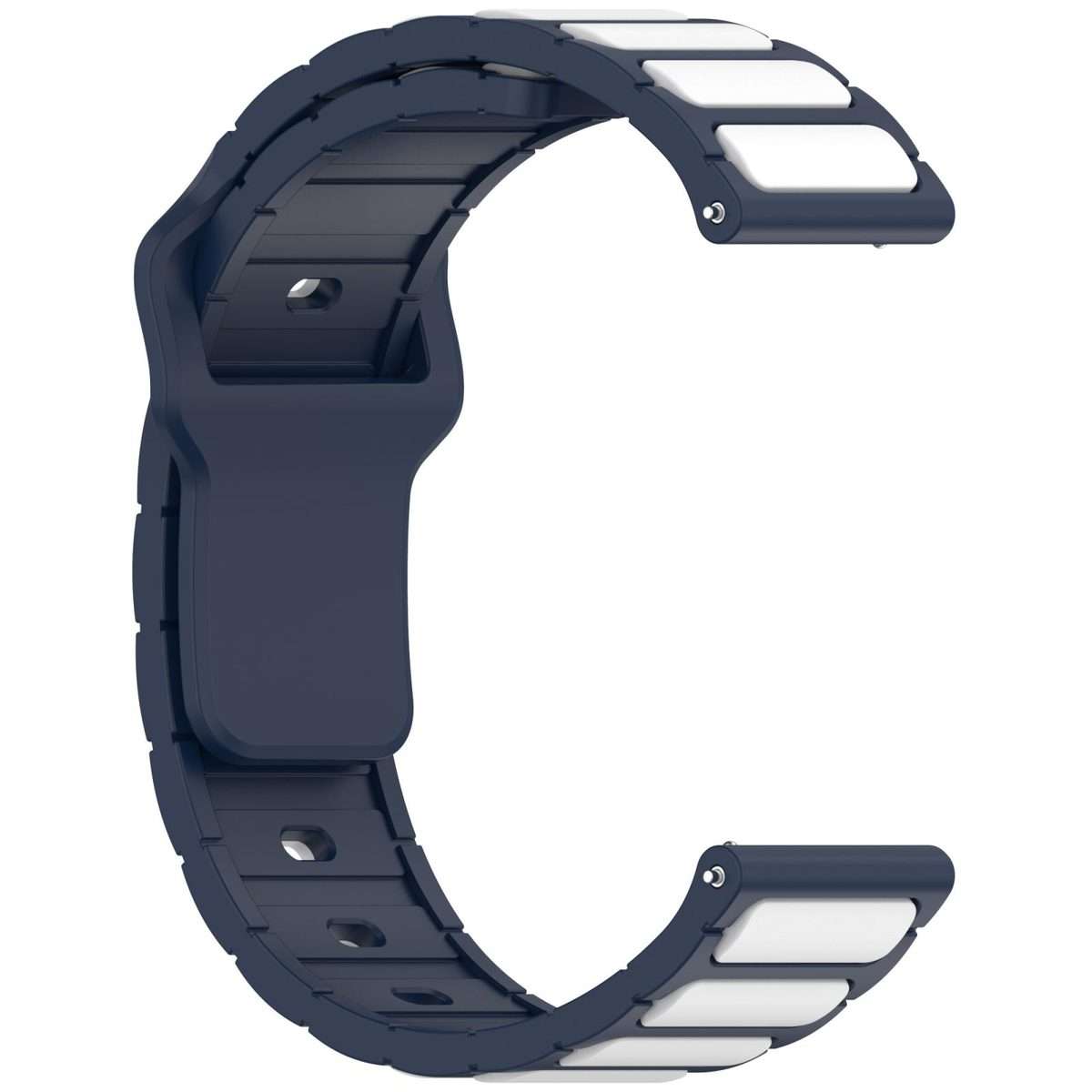 18mm I-Shaped Dual Color Silicone Watch Band(Midnight Blue White)