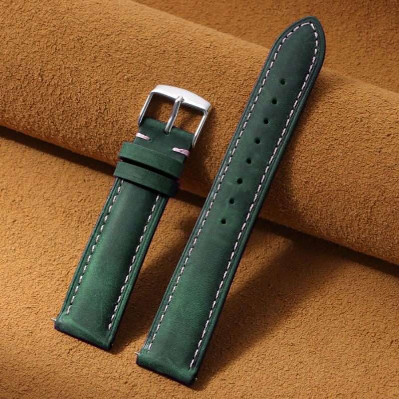 20mm xDfind Retro Crazy Horse Texture Leather Watch Band(Green)