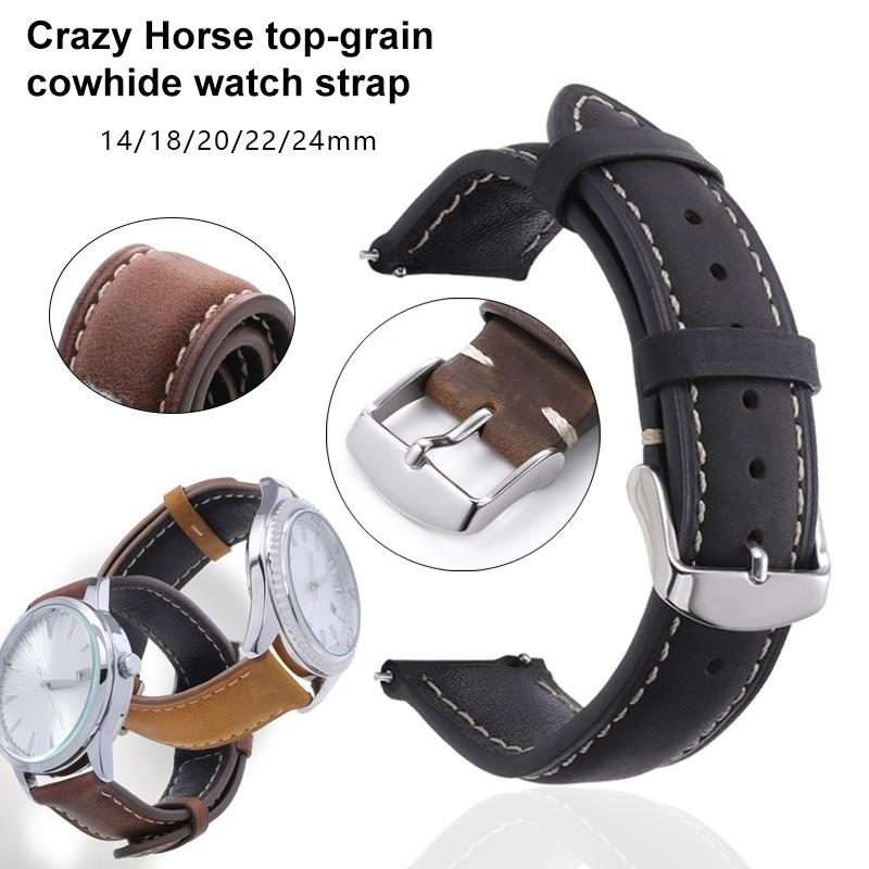 20mm xDfind Retro Crazy Horse Texture Leather Watch Band(Green)
