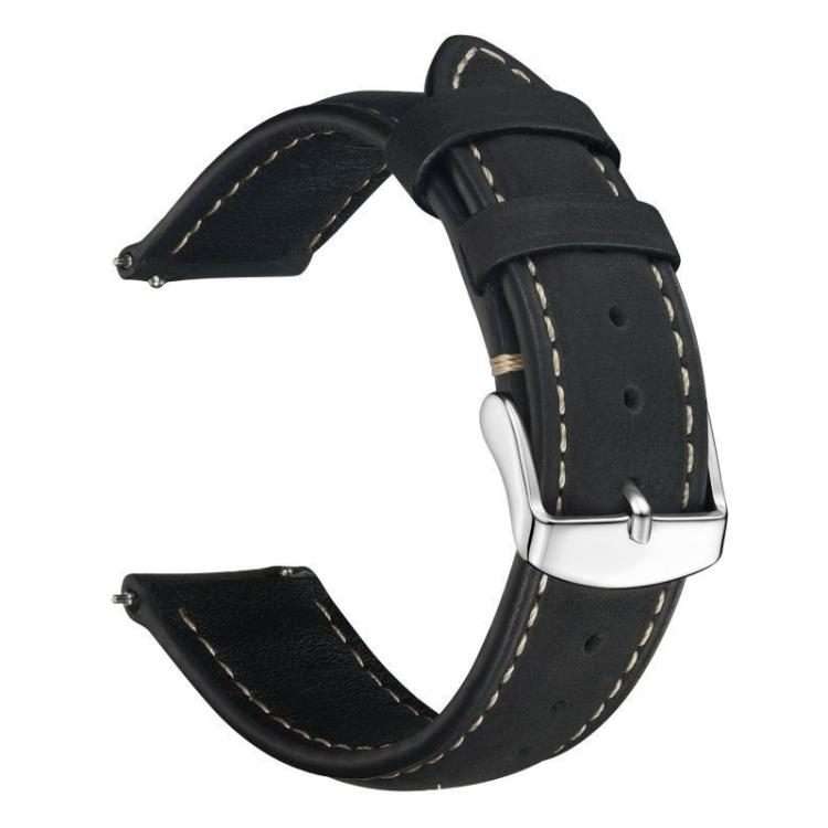 22mm xDfind Retro Crazy Horse Texture Leather Watch Band(Black)