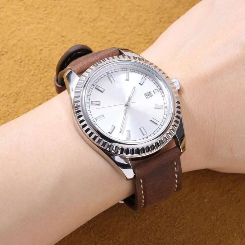 22mm xDfind Retro Crazy Horse Texture Leather Watch Band(Blue)