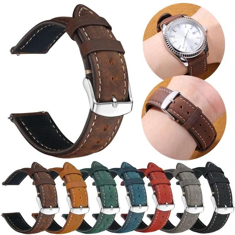 22mm xDfind Retro Crazy Horse Texture Leather Watch Band(Blue)