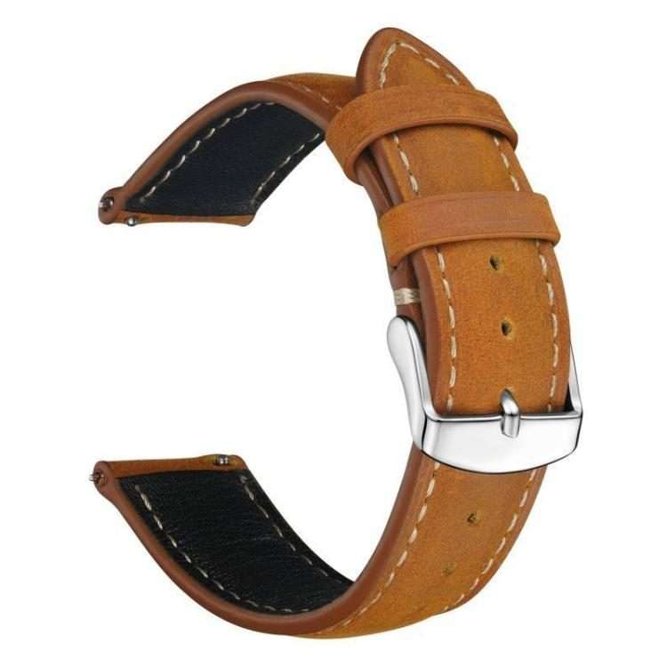 22mm xDfind Retro Crazy Horse Texture Leather Watch Band(Yellow Brown)