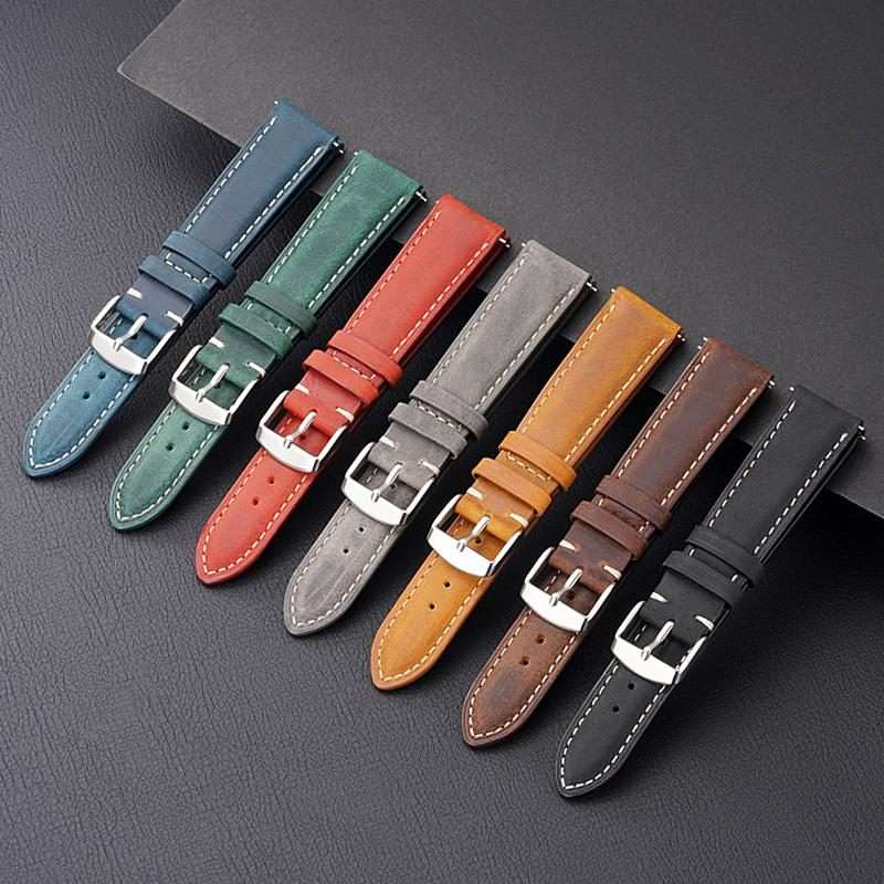 22mm xDfind Retro Crazy Horse Texture Leather Watch Band(Dark Brown)