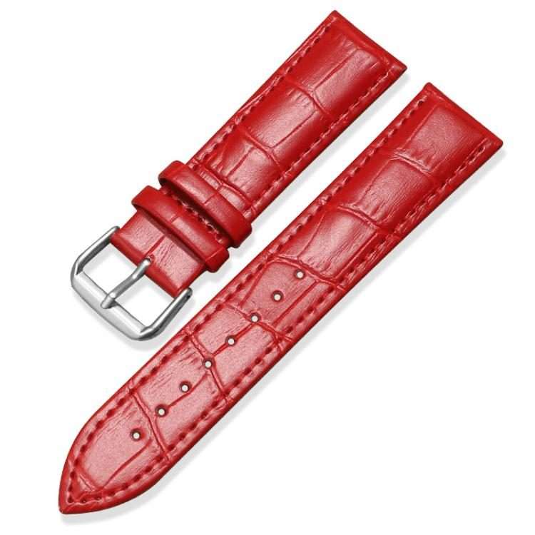 22mm xDfind Bamboo Texture Pin Buckle Leather Watch Band(Red)