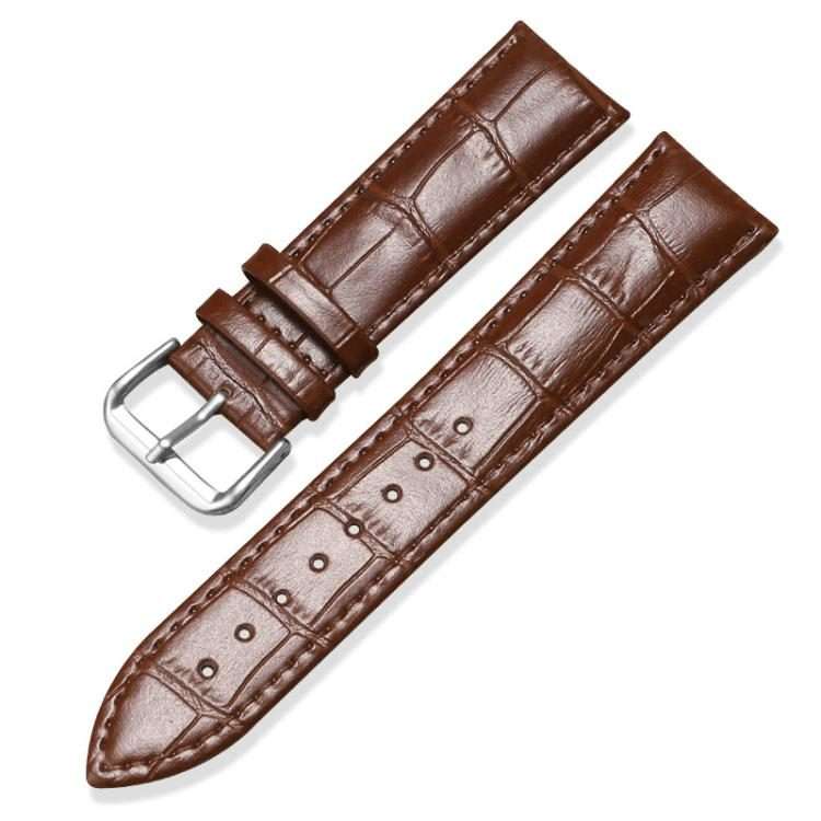22mm xDfind Bamboo Texture Pin Buckle Leather Watch Band(Brown)