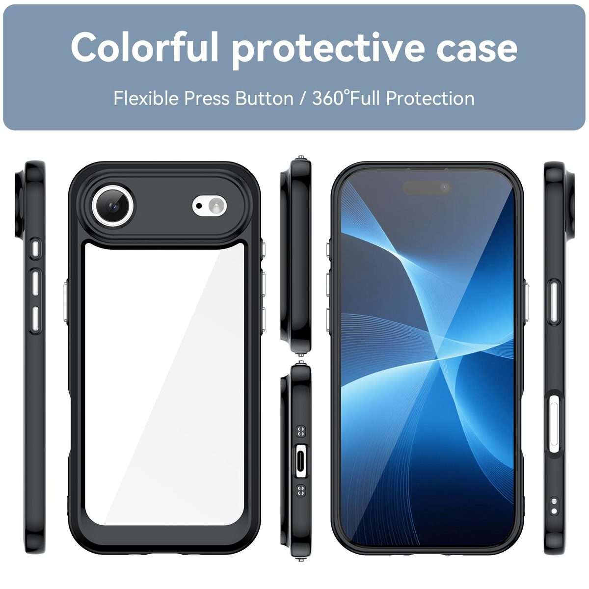 For iPhone Air Colorful Series Acrylic + TPU Phone Case(Black)