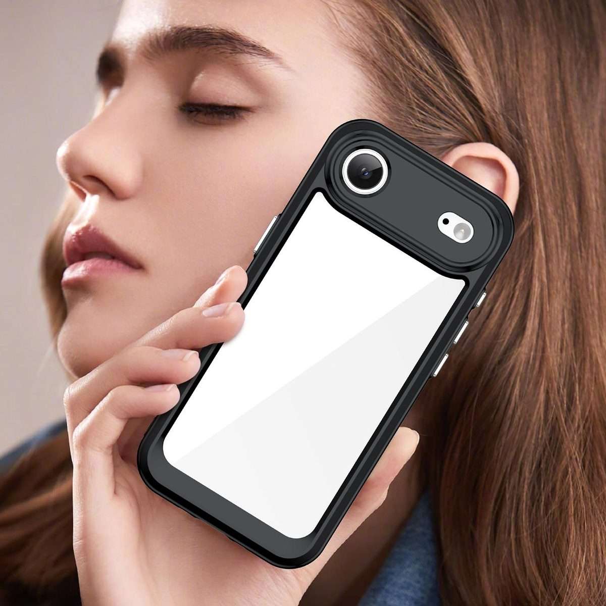 For iPhone Air Colorful Series Acrylic + TPU Phone Case(Black)