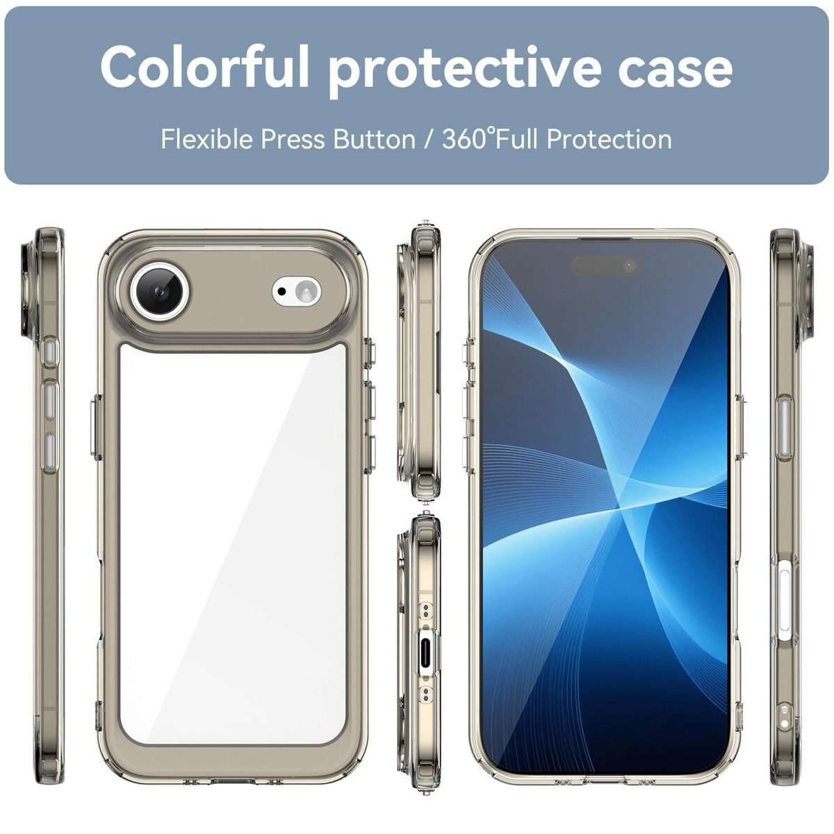 For iPhone Air Colorful Series Acrylic + TPU Phone Case(Transparent Grey)