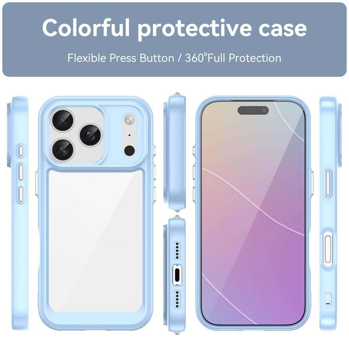 For iPhone 17 Pro Colorful Series Acrylic + TPU Phone Case(Blue)
