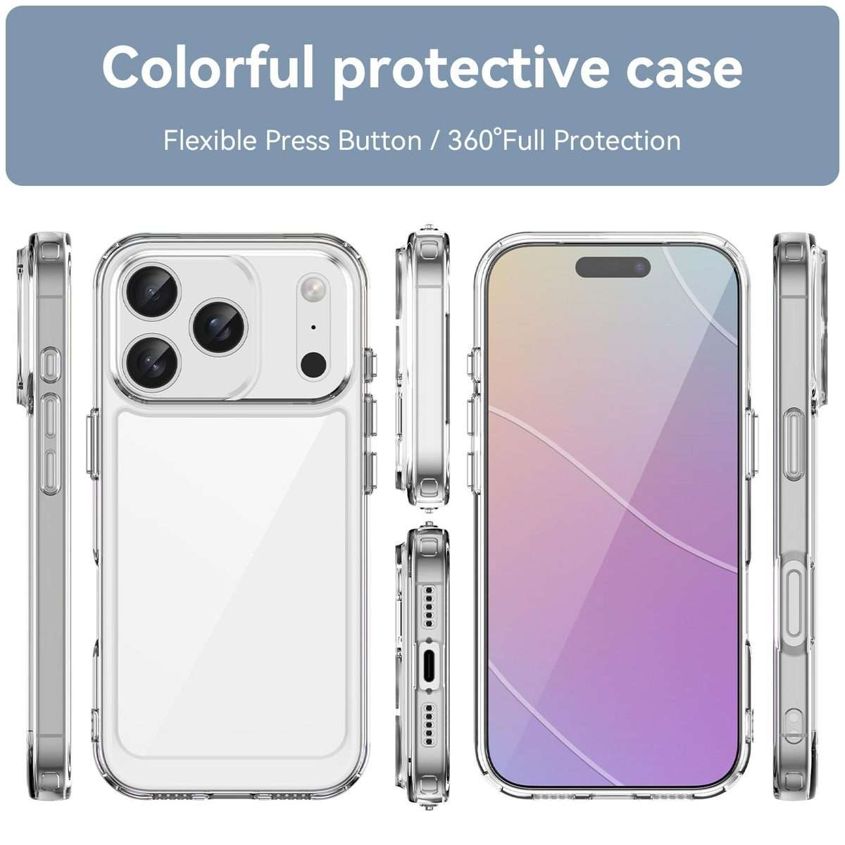 For iPhone 17 Pro Colorful Series Acrylic + TPU Phone Case(Transparent)