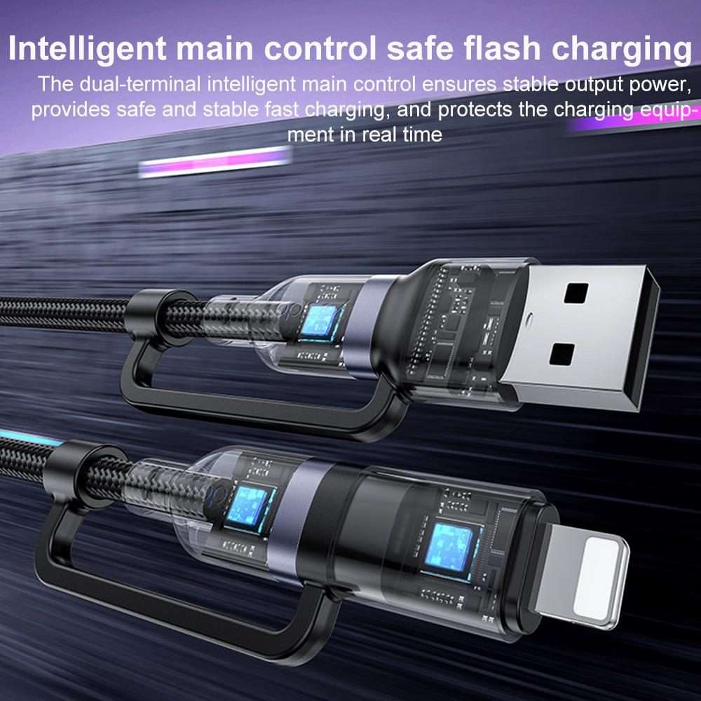 Yesido CA200 1.2m 60W USB / Type-C to Type-C / 8 Pin Fast Charging Data Cable(Black)